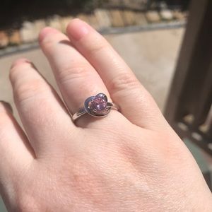 Cute heart shaped pink faux diamond ring